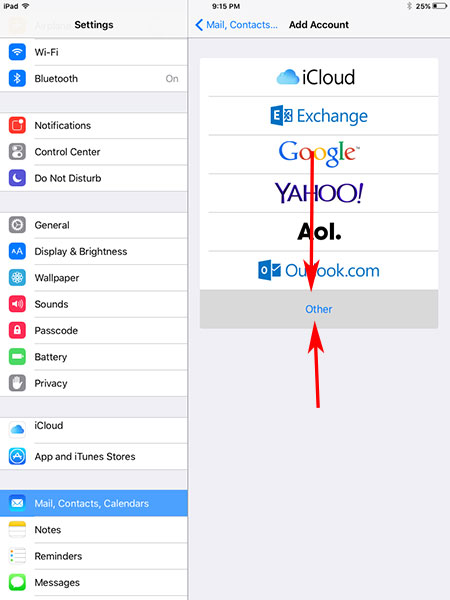 Add email to ipad