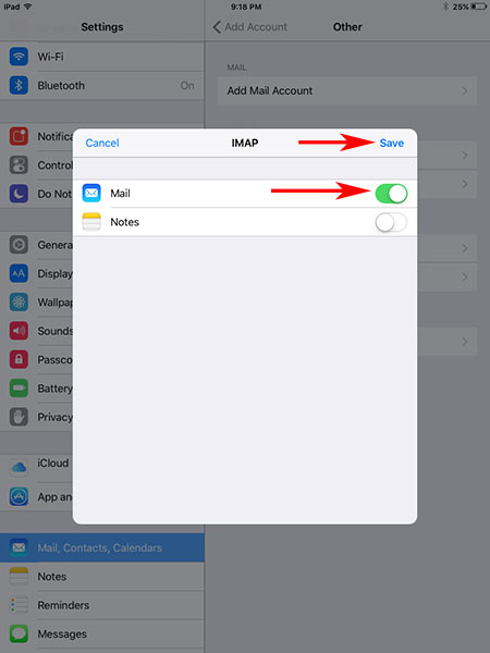 iPhone e-mail settings